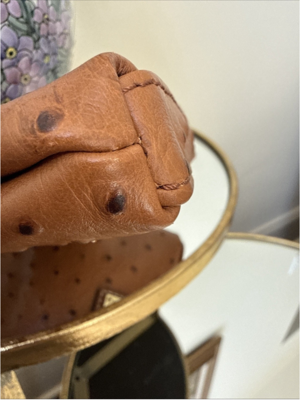 Dooney & Bourke Ostrich Kisslock Framed Bag Card Holder Caramel Color NWOT - Picture 4 of 9